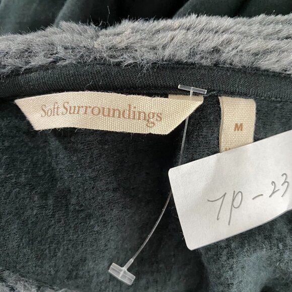 Soft Surroundings Tunic Top Medium Faux Fur Neck And Cuffs‎ Green TP-2301 - Picture 6 of 7